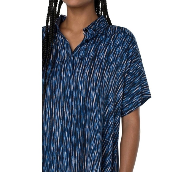 Liverpool Los Angeles Abstract‎ Print Camp Shirt in Linear Abst Prnt Sz S NWT - Picture 4 of 13